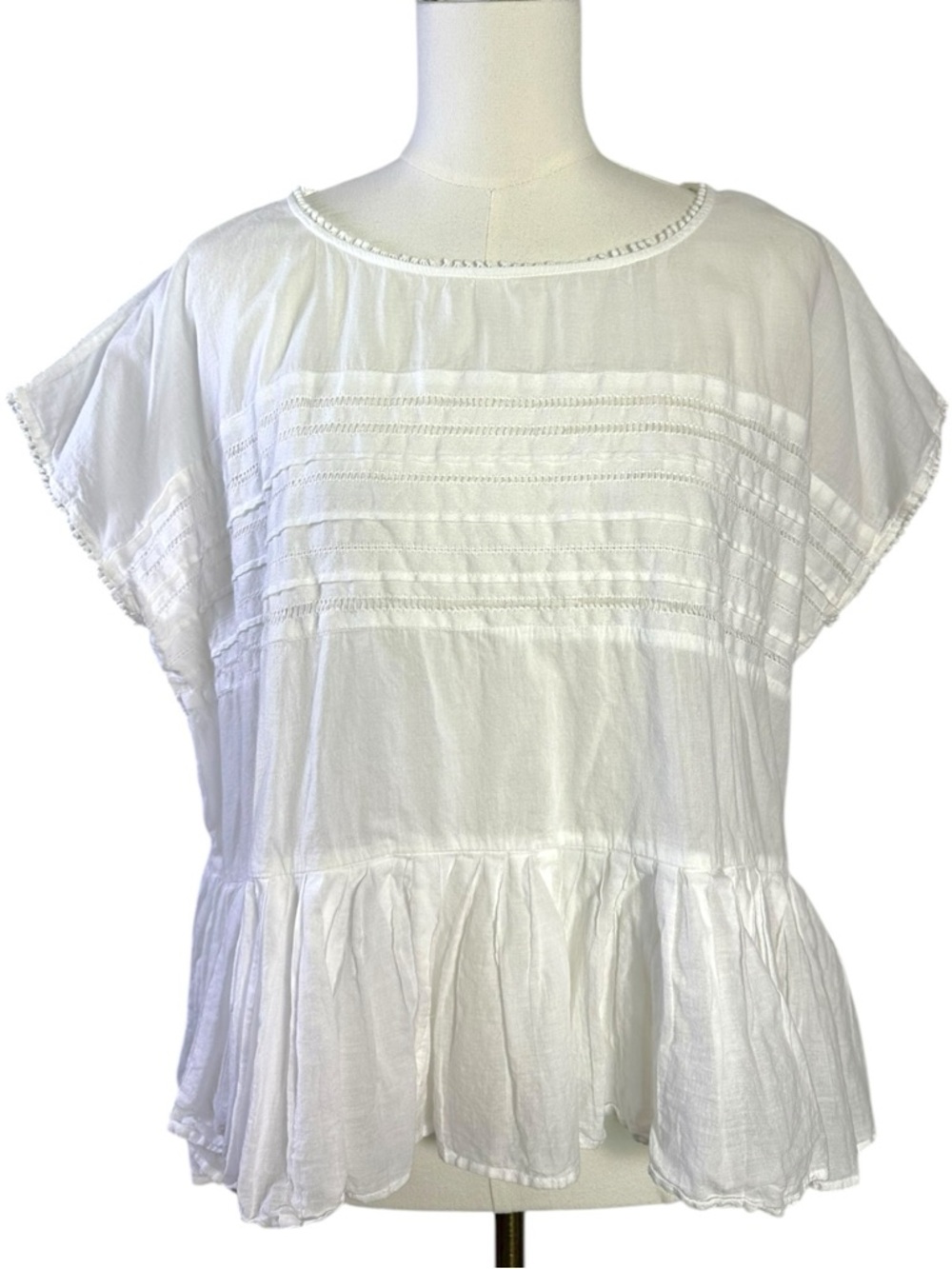 Velvet By Graham & Spencer Dainty Ethereal Cottage Pintuck Blouse White Small